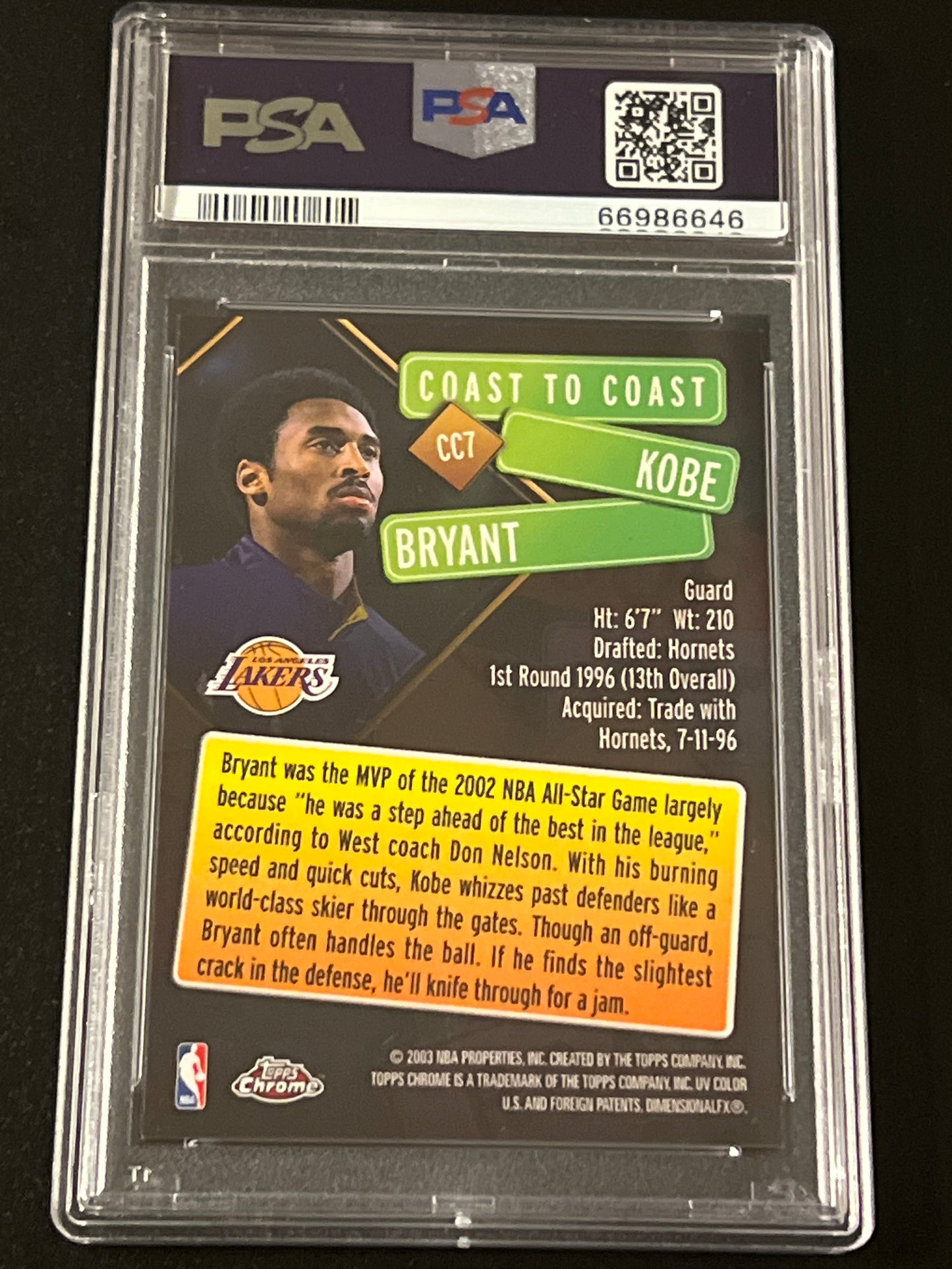 2002 Topps Chrome - KOBE BRYANT - #CC7 - PSA 9