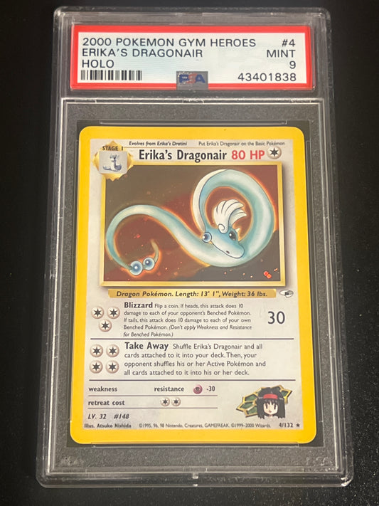 2000 Poekmon GYM Heroes ERIK'S DRAGONAIR - Holo - PSA 9