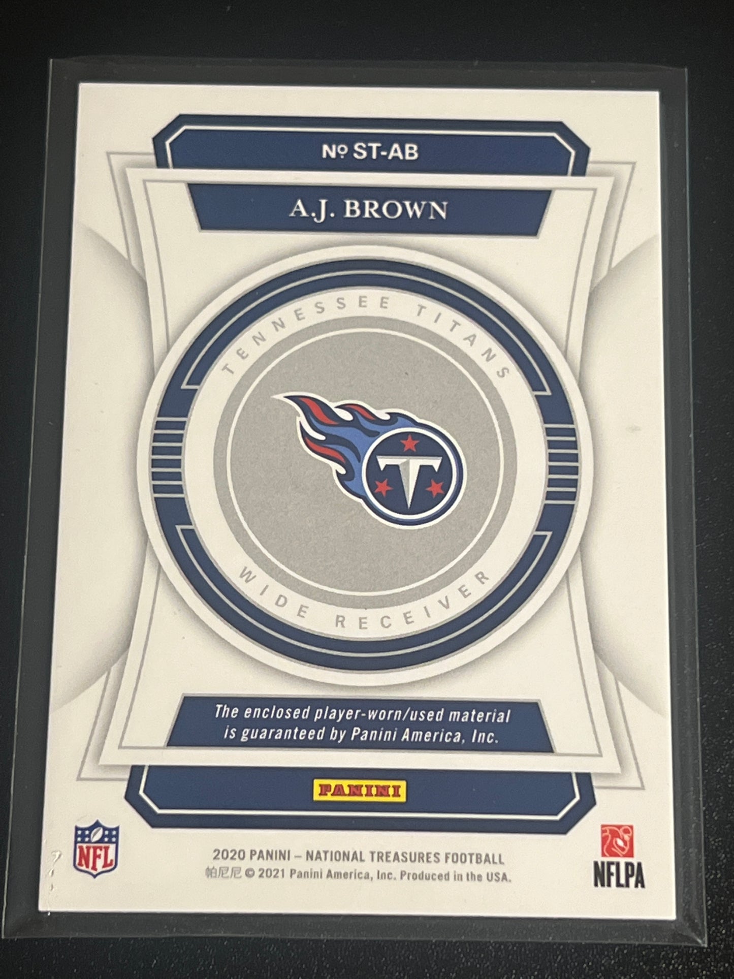 2020 Panini Nat. Treas. A.J. BROWN - Patch Card 91/99 #ST-AB