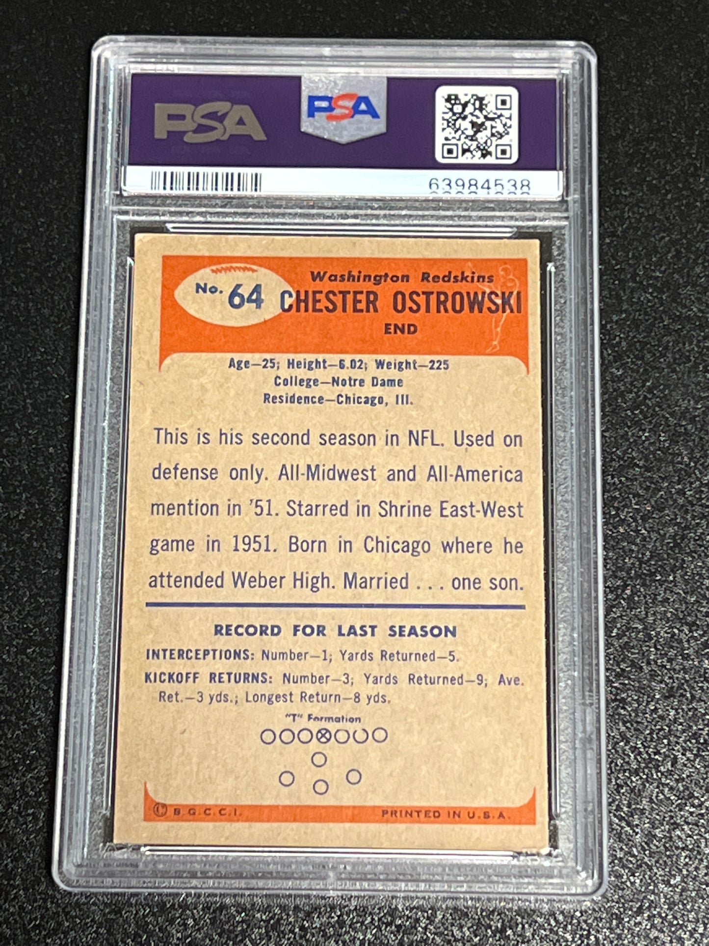 1955 Bowman CHET OSTROWSKI  - #64 - PSA 5