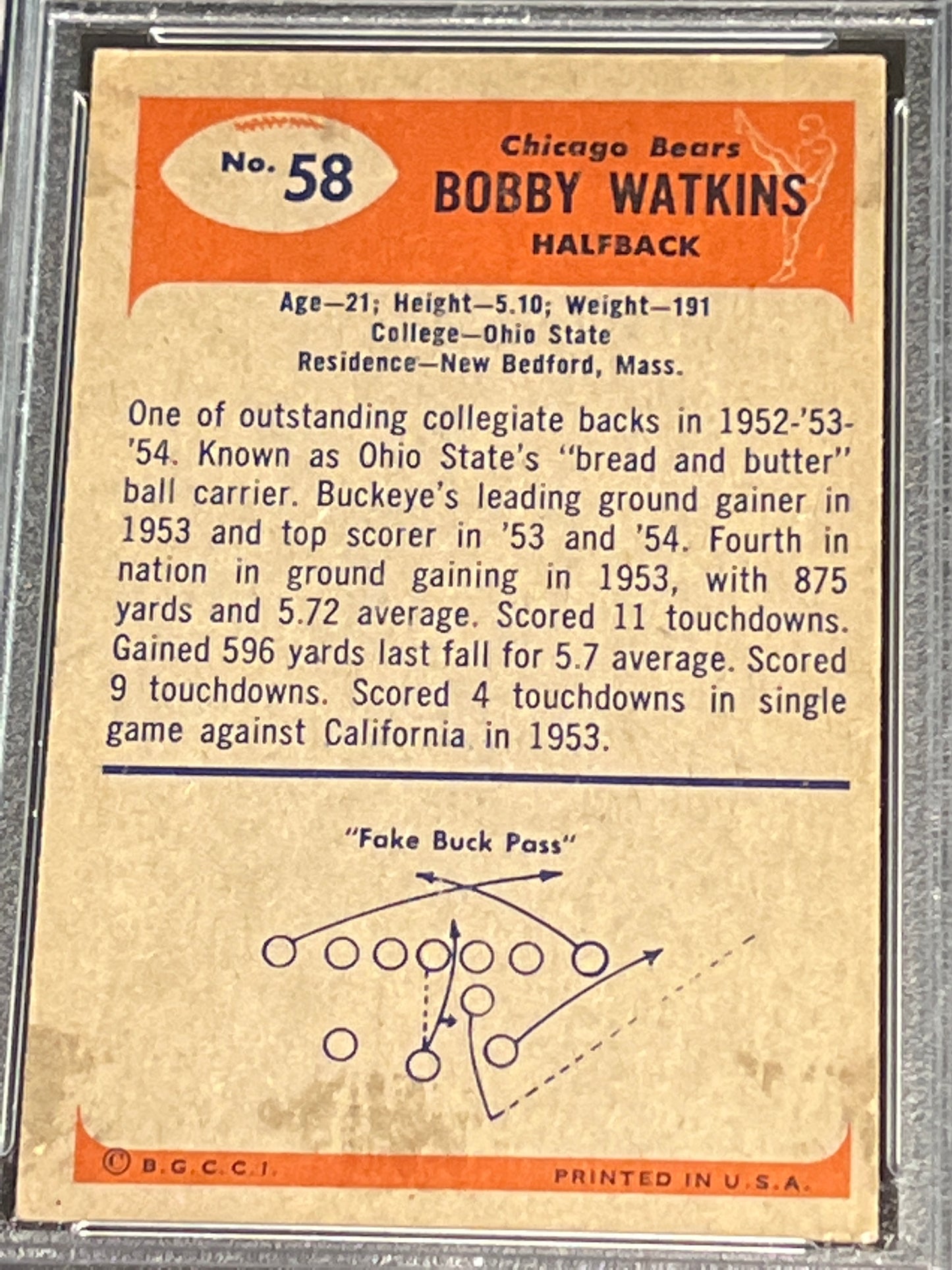 1955 Bowman BOBBY WATKINS  - RC - #58 - PSA 4