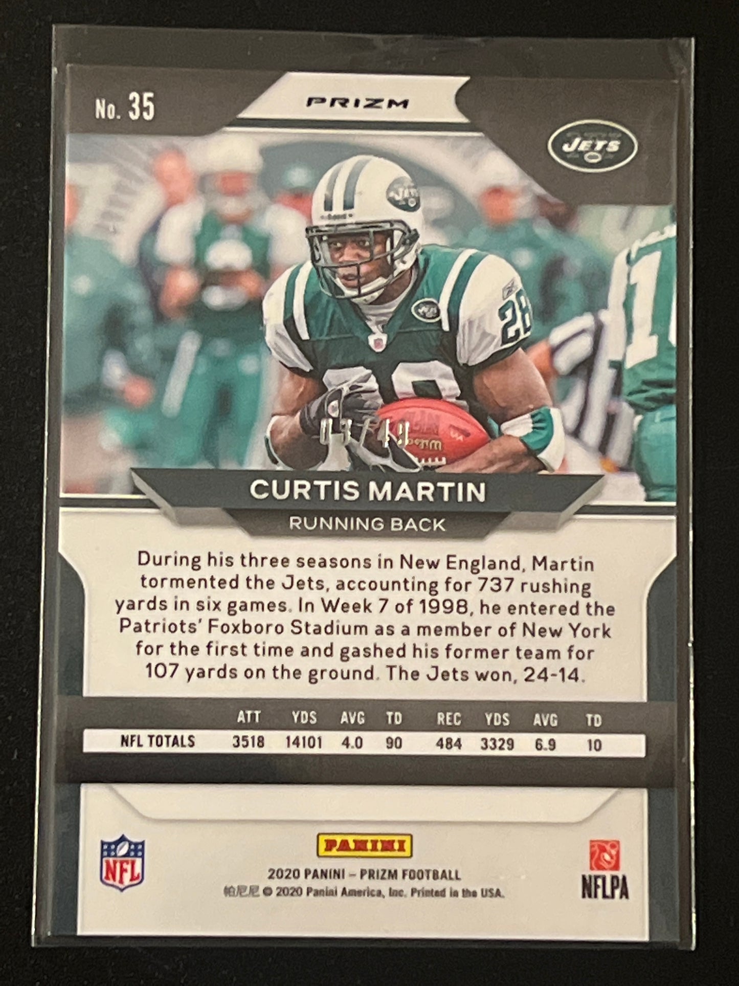 2020 Panini Prizm CURTIS MARTIN 03/49- Purple Holo