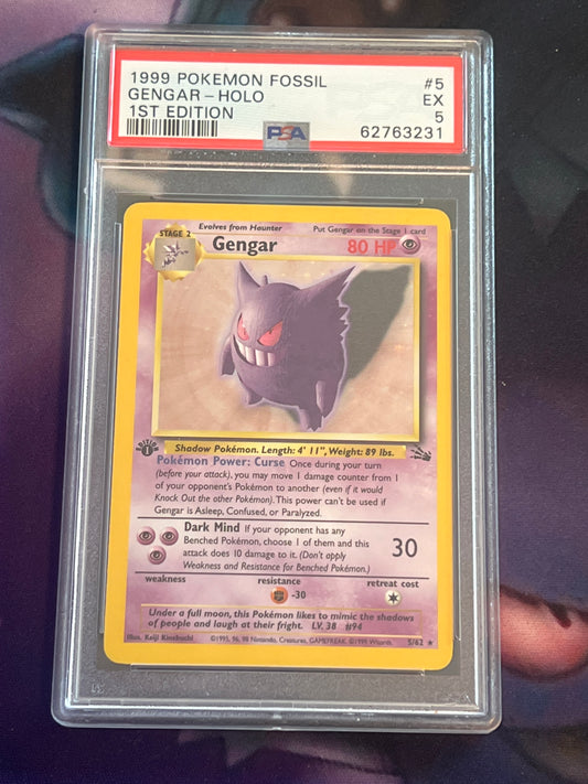 1999 Pokemon - Gengar - First Edition - Holo Rare - Graded PSA 5 - #5