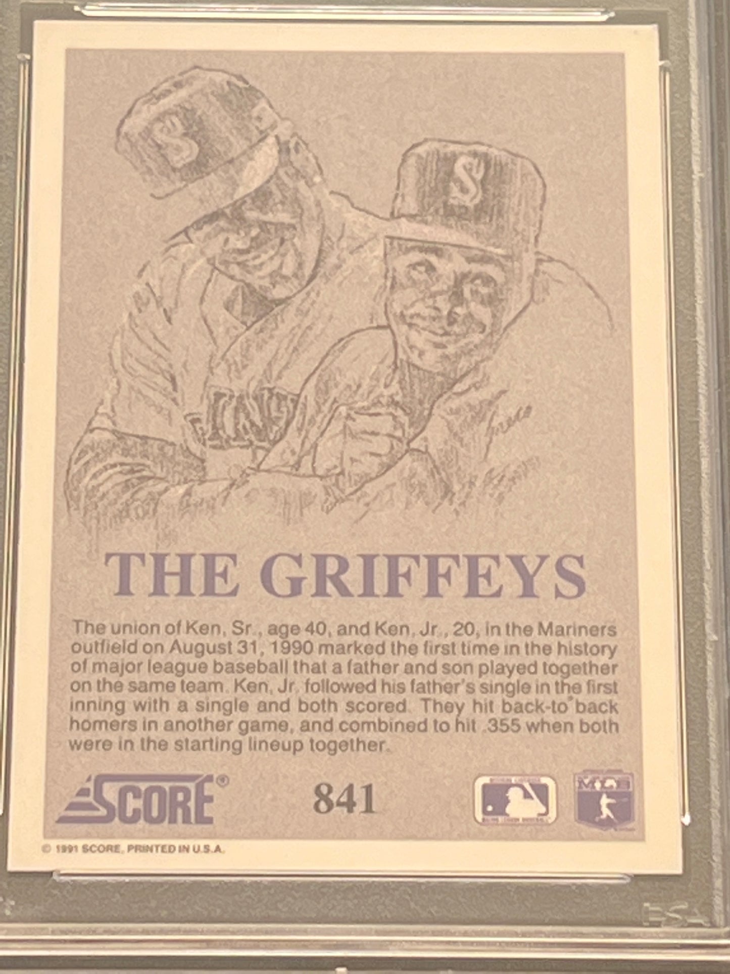 1991 Score THE GRIFFEYS - #841 - PSA 8 NM-MT