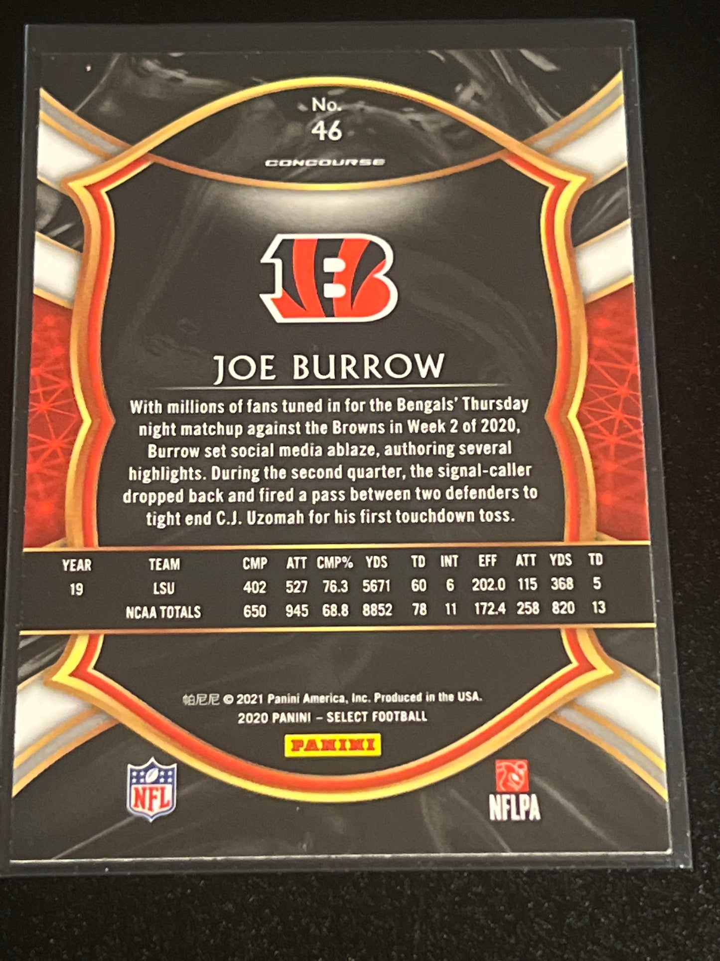 2021 Panini Select JOE BURROW - RC - #46