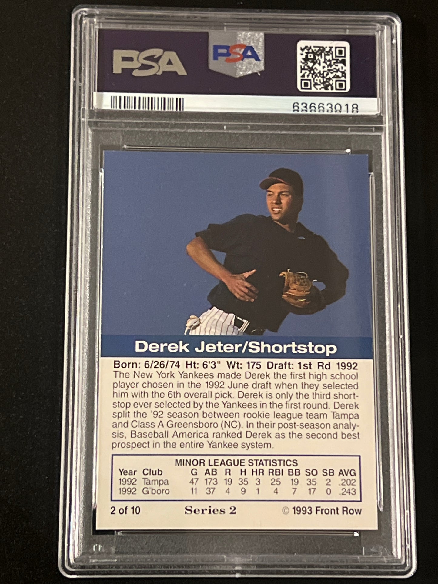 1993 Front Row - Gold Collection - DEREK JETER - RC - #2  - PSA 9