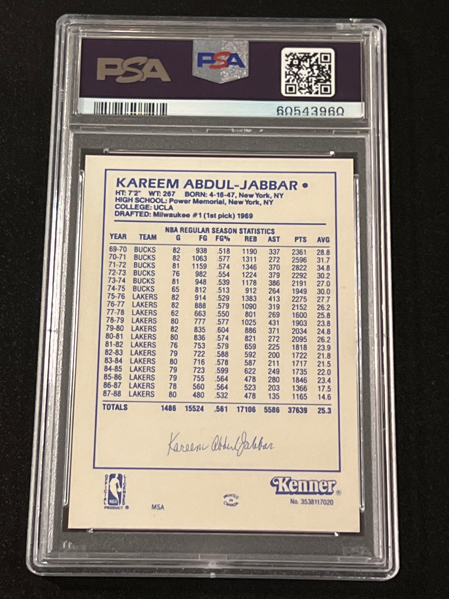 1988 Kenner KAREEM ABDUL-JABBAR - PSA 6