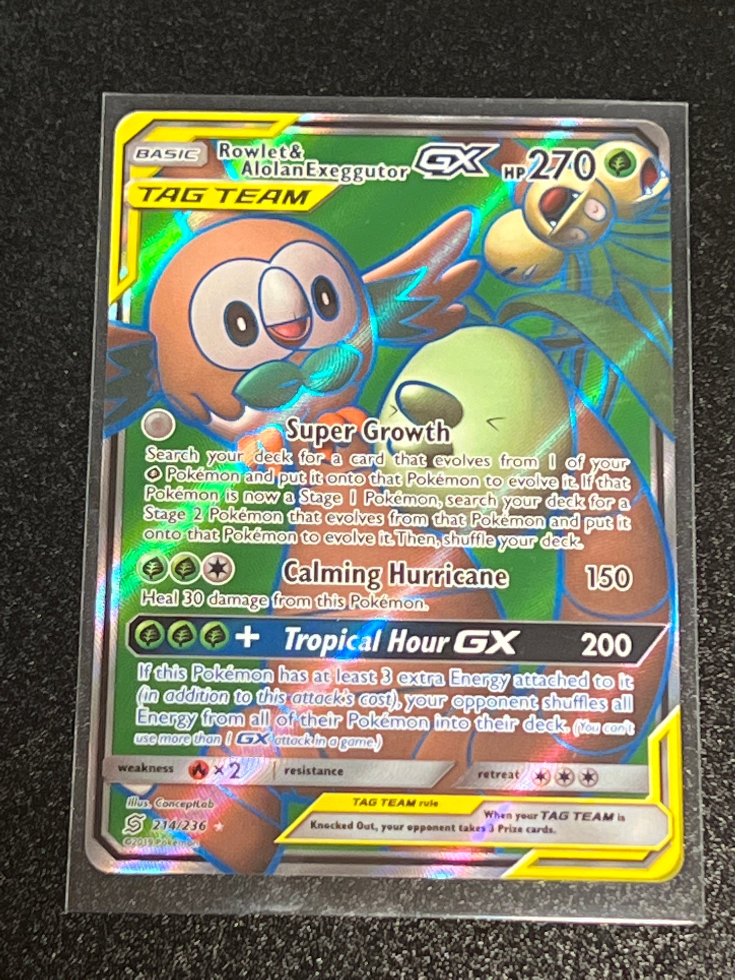 2019 Pokemon ROWLET & ALOLAN EXEGGUTOR GX - Holo - #214