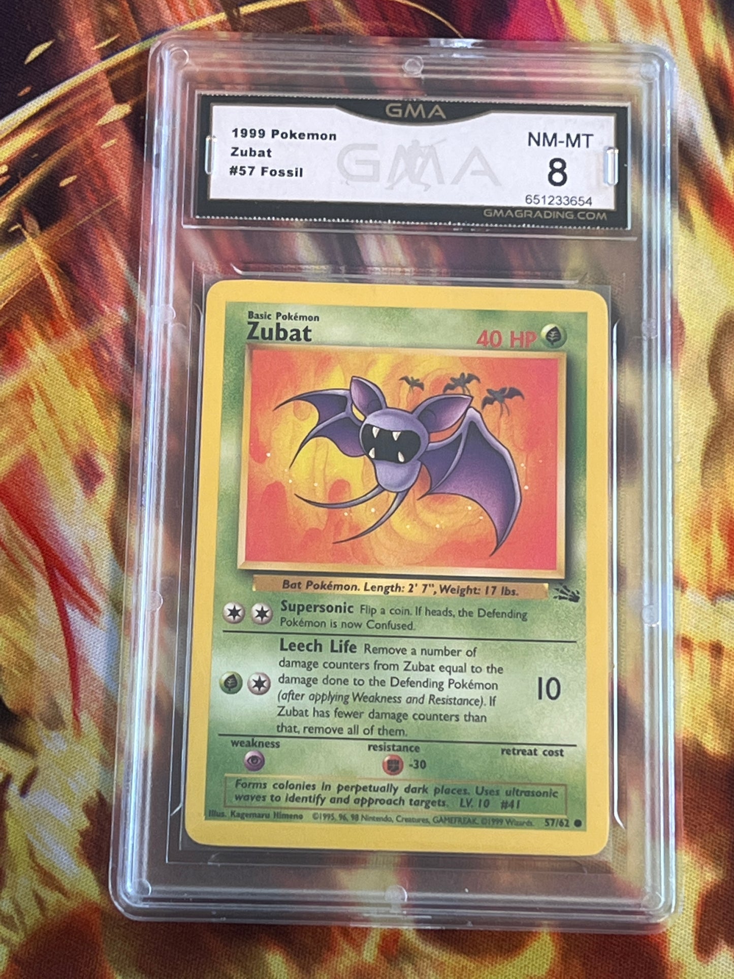 1999 Pokemon - Zubat - Fossil - Graded GMA 8 - #57