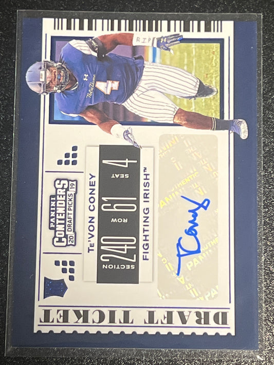 2019 Panini Contenders TE'VON CONEY - AUTO - RC - #181