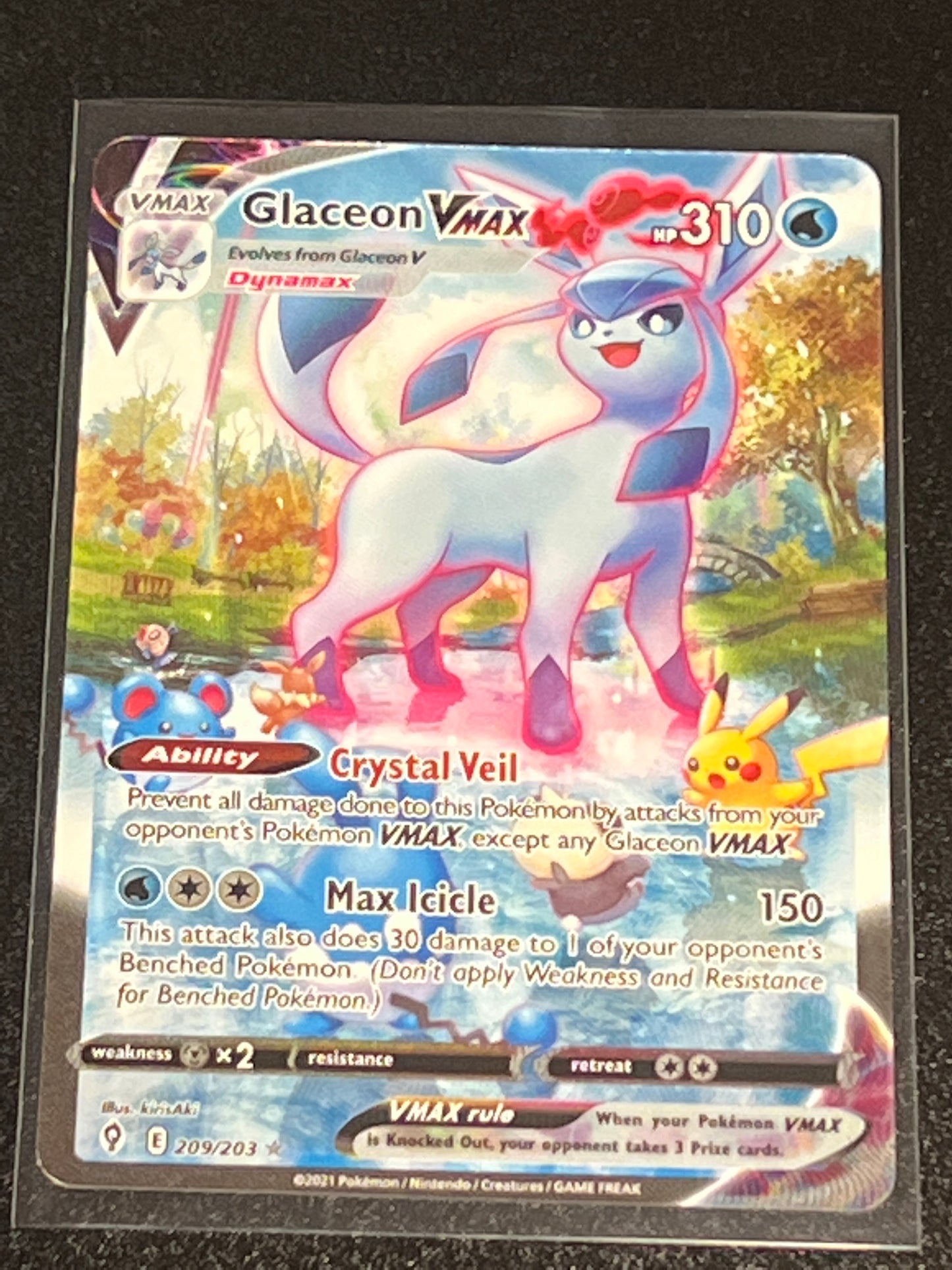 2021 Pokemon - Glaceon Vmax - Secret Rare - #209