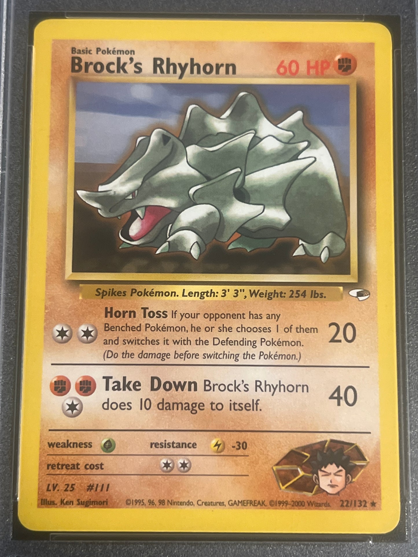 2000 Pokemon GYM Heroes BROCK's Rhyhorn - PSA 10