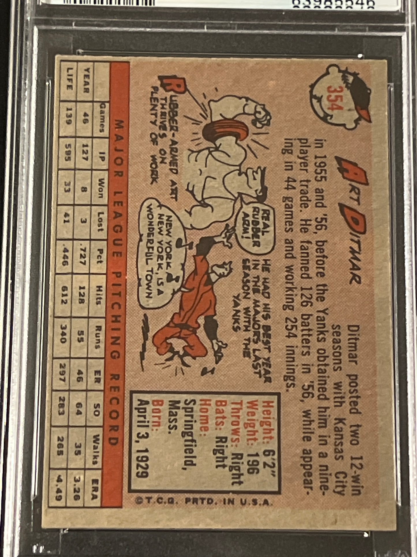 1958 Topps ART DITMAR - PSA 6 #354