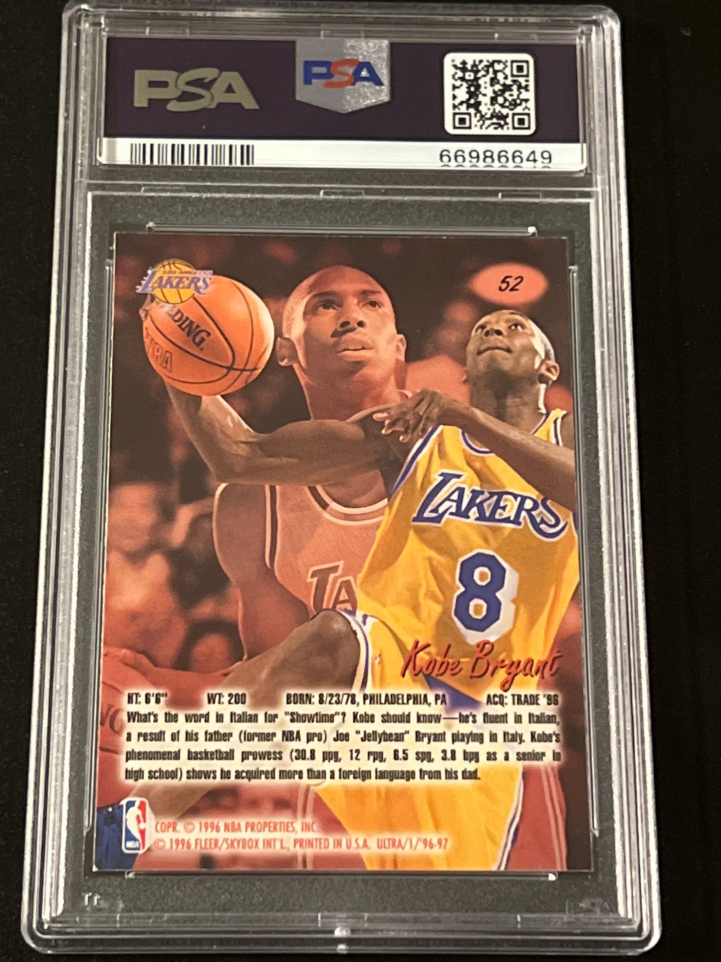 1996 Ultra - KOBE BRYANT - RC - #52 - PSA 9