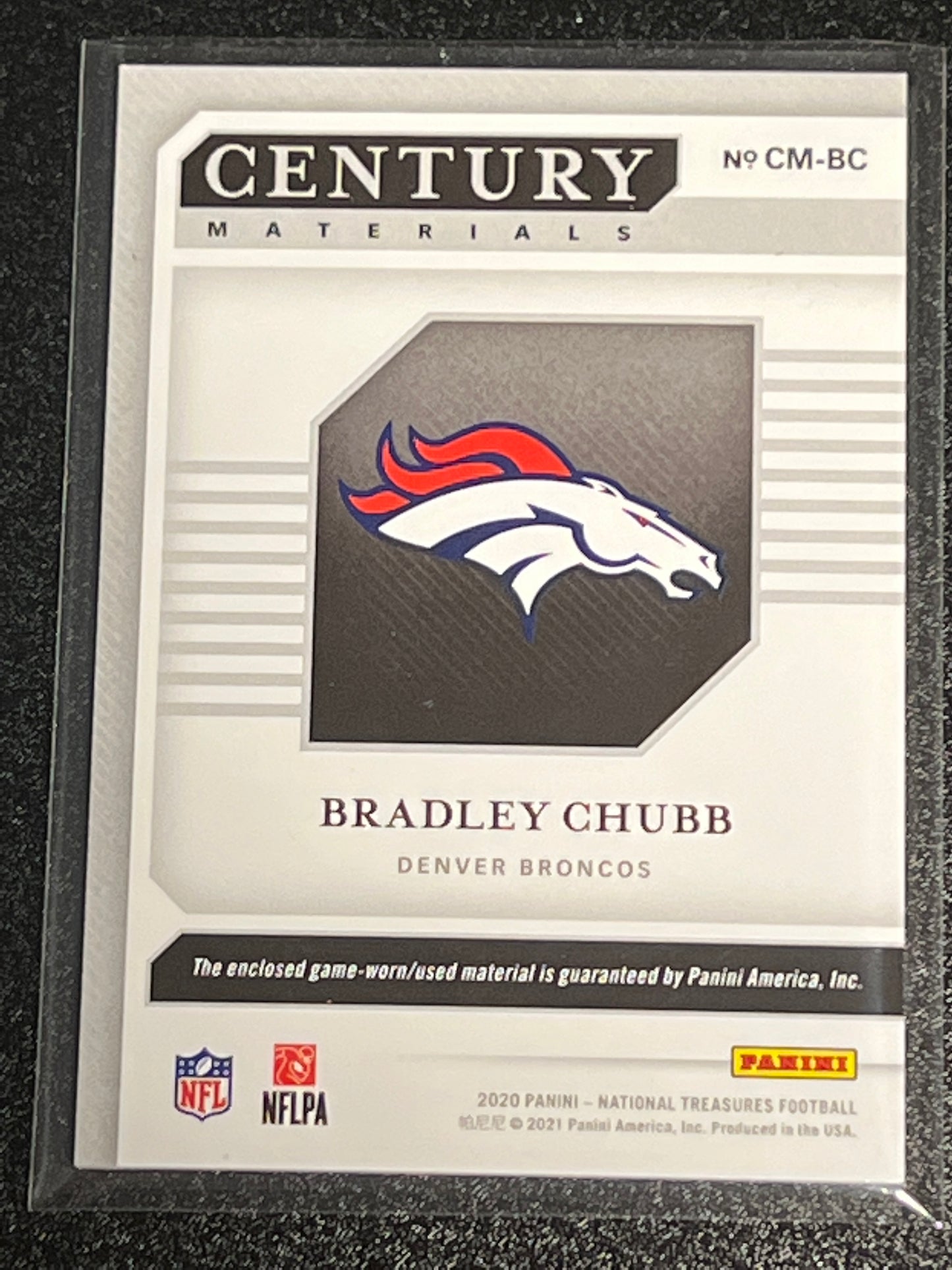 2020 Panini Nat. Treas. BRADLEY CHUBB - Patch Card - 85/99 - #CM-BC