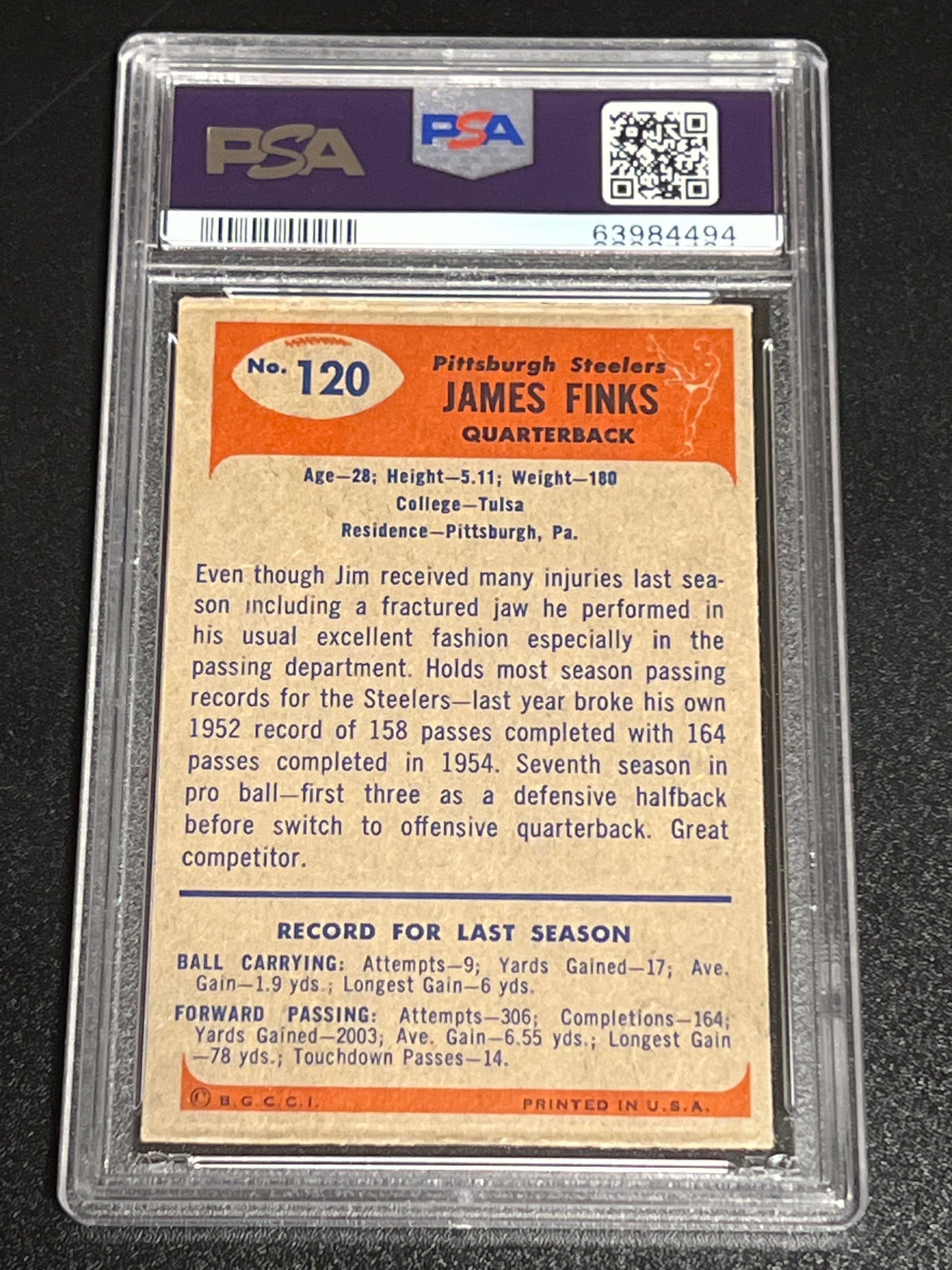 1955 Bowman JIM FINKS - PSA 4 #120