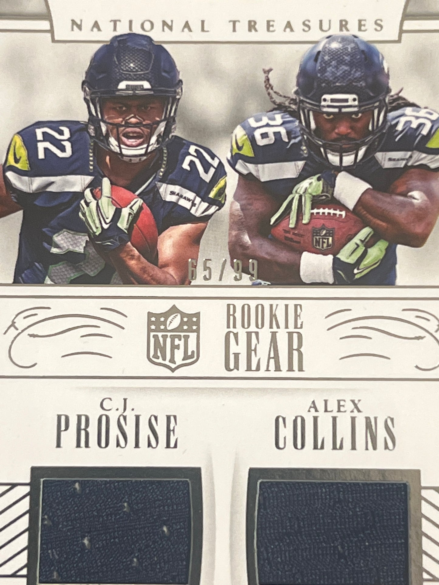 2016 Panini Nat. Treas. C.J. PROSISE / ALEX COLLINS - Patch Card 65/99 #14