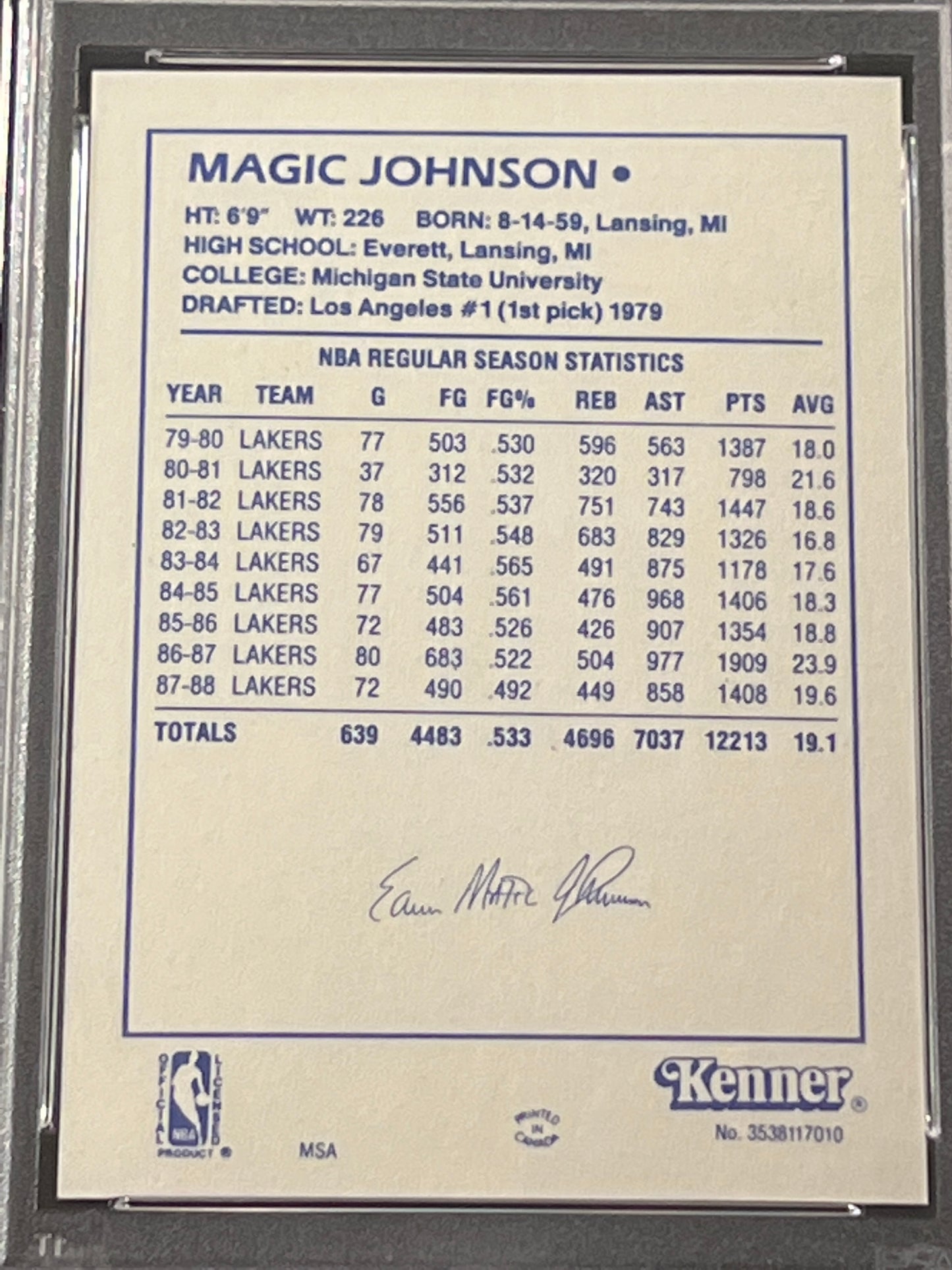 1988 Kenner MAGIC JOHNSON - PSA 7