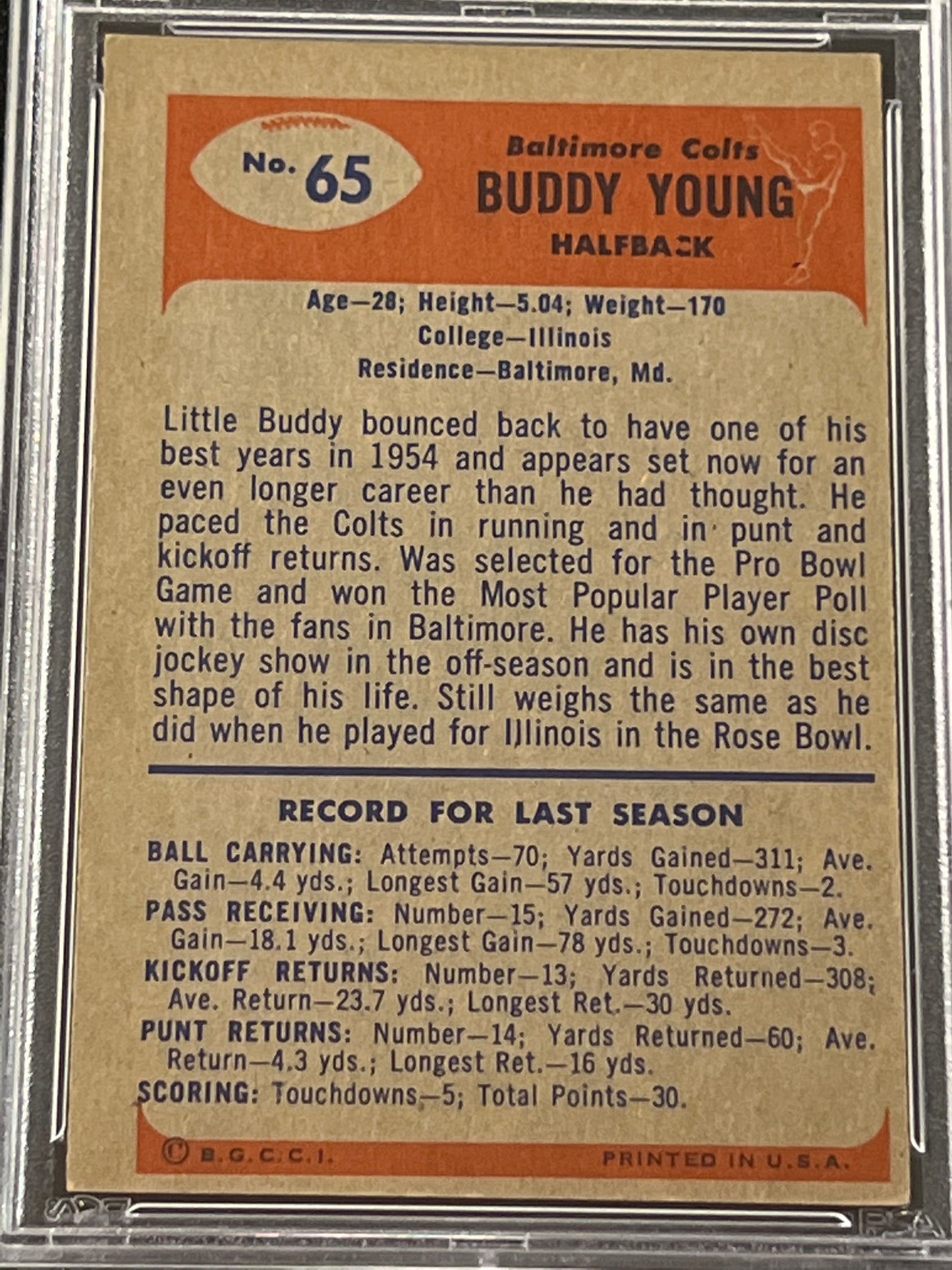 1955 Bowman BUDDY YOUNG - PSA 7(OC)