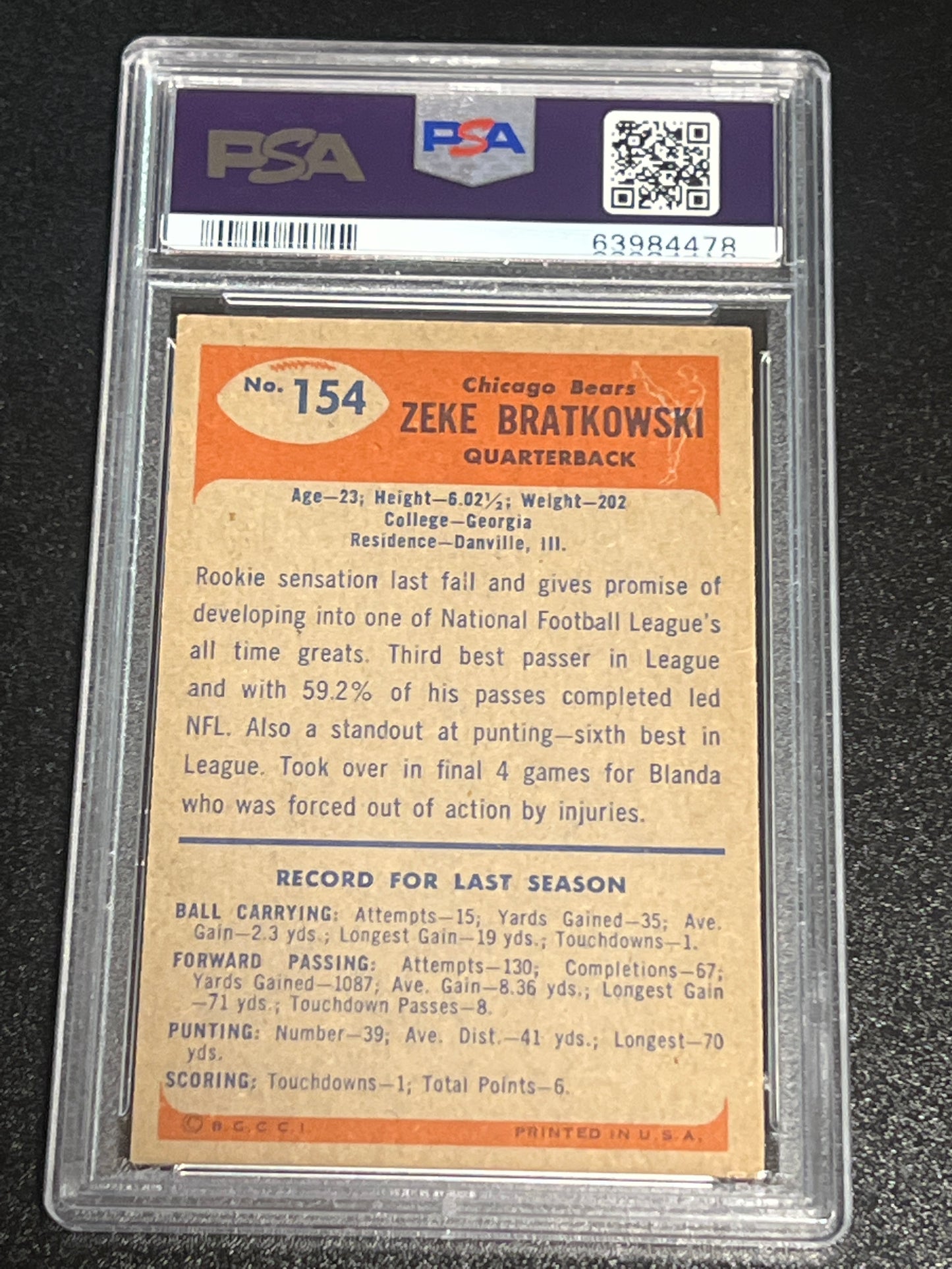 1955 Bowman ZEKE BRATKOWSKI - PSA 5