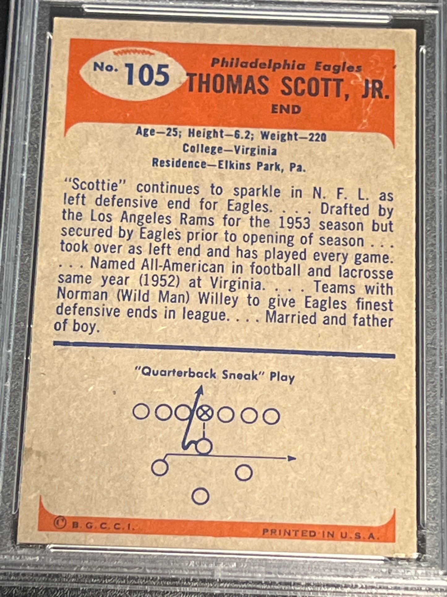 1955 Bowman TOM SCOTT - #105 - PSA 6