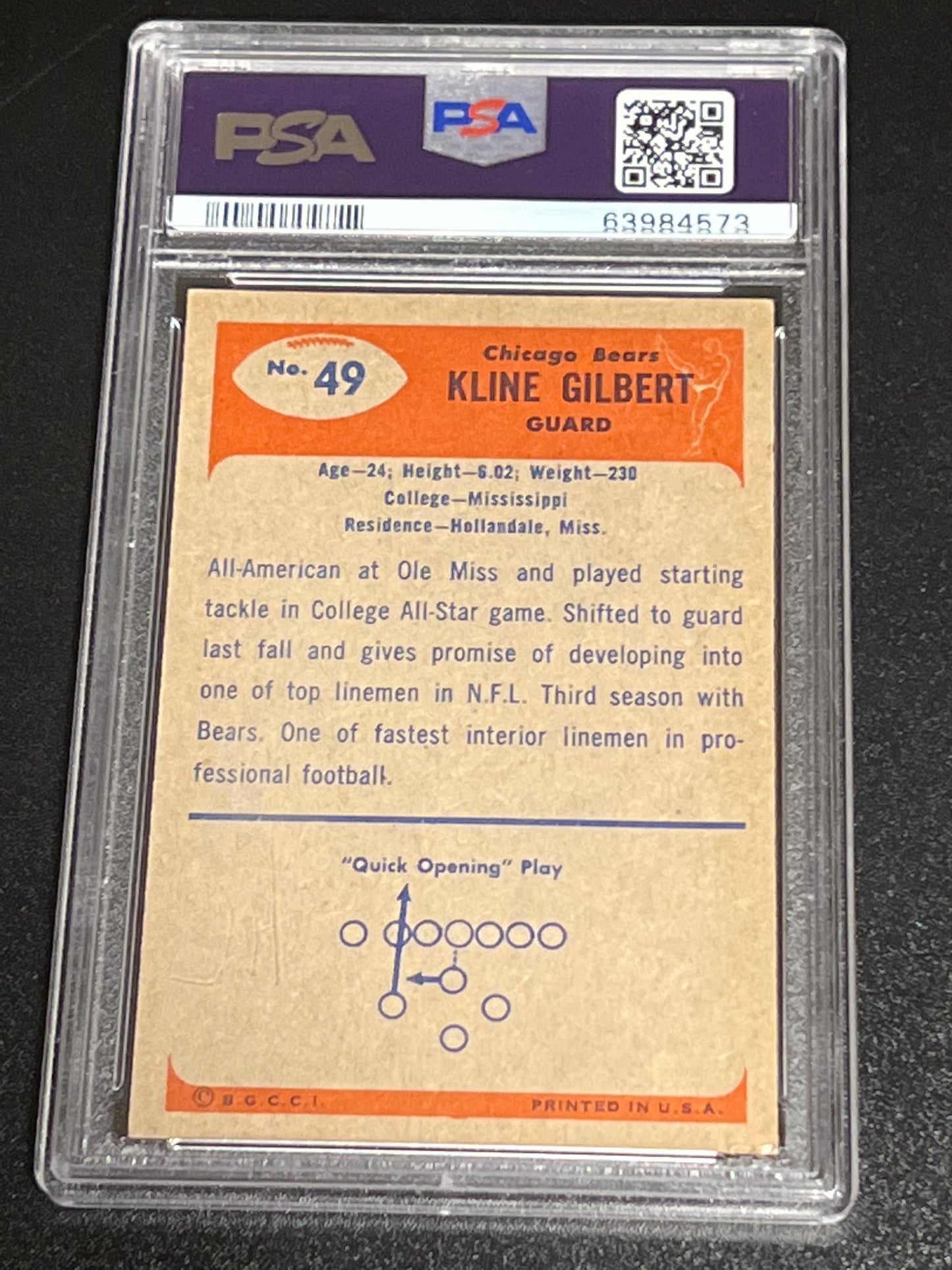 1955 Bowman KLINE GILBERT - #49 - PSA 5 (MK)