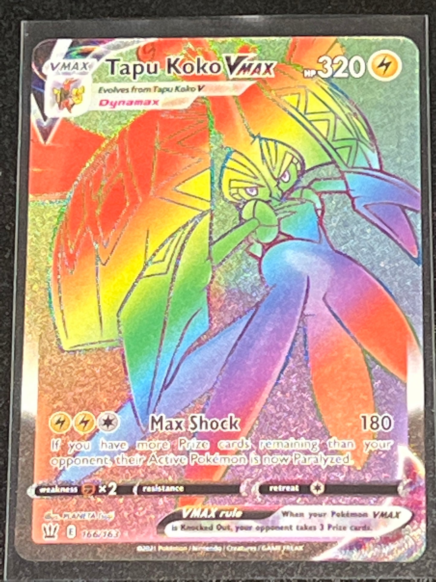 2021 Pokemon Tapu Koko Vmax - Rainbow Secret Rare - #166