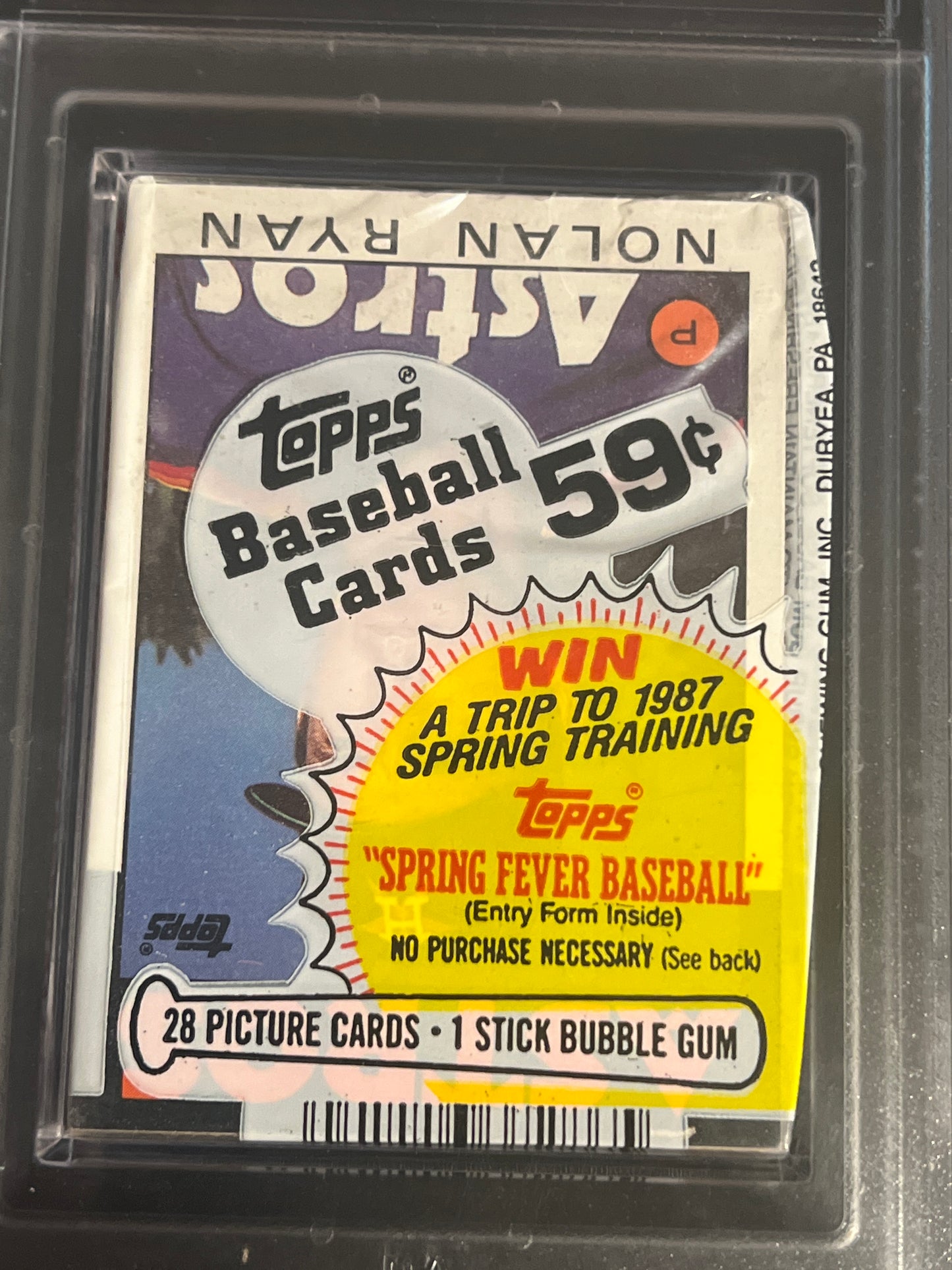 1986 Topps Baseball UNOPENED Cello PACK - PSA 7 (Nolan Ryan On Top)