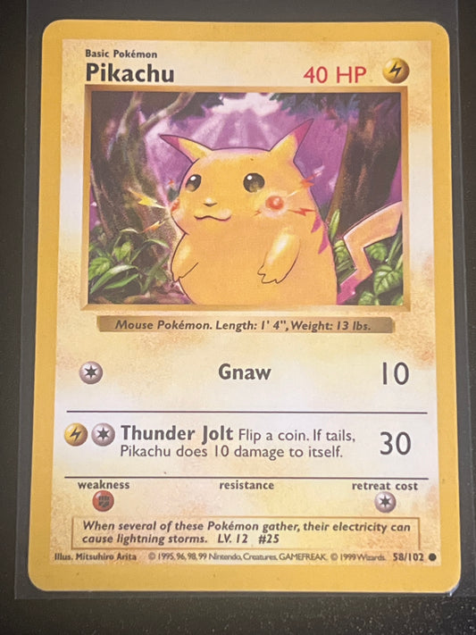 1999 Pokemon PIKACHU - Shadowless - Red Cheeks - #58