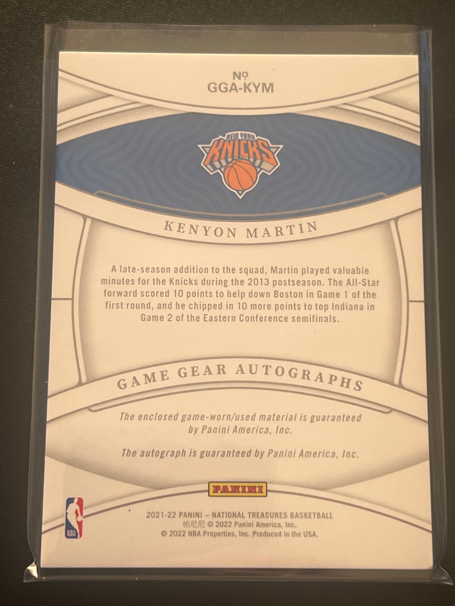 2021-2022 Panini Nat. Treas. KENYON MARTIN 41/49 #GGA-KYM