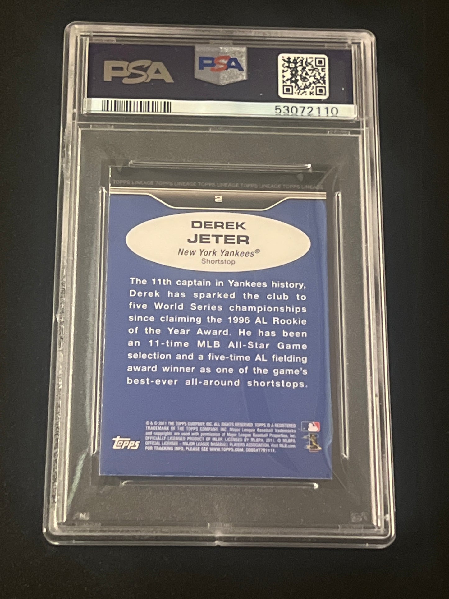 2011 Topps Lineage DEREK JETER  - #2  - PSA 9 - 1975 Mini