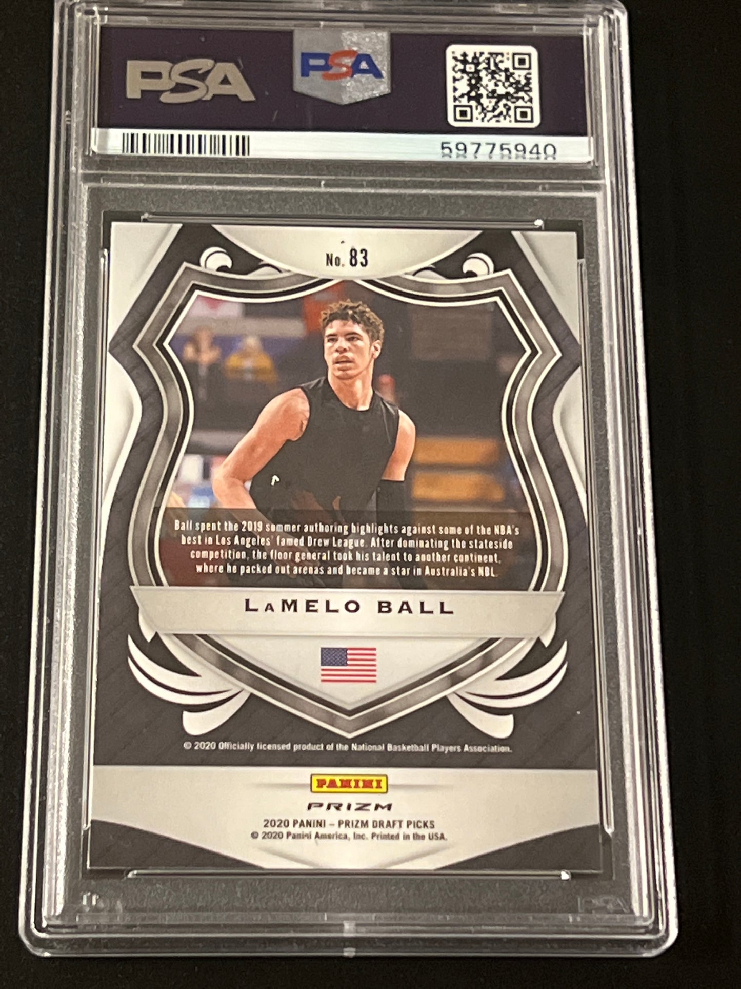 2020 Panini Prizm - LAMELO BALL - RC- #83 - PSA 10